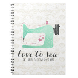 Cuaderno Máquina de coser en Shabby Chic Lace & Burlap