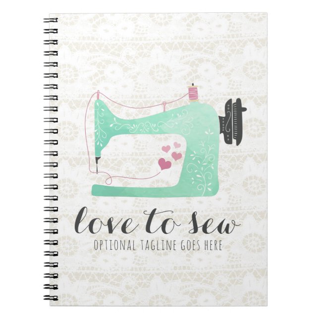 Cuaderno Máquina de coser en Shabby Chic Lace & Burlap (Frente)