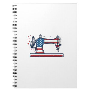 Cuaderno Máquina de coser patriótica grabado vintage Vector