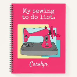 Cuaderno Máquina de coser rosa vintage para hacer lista, su