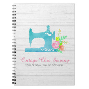 Cuaderno Máquina de coser rústica de madera Chic de cabaña 