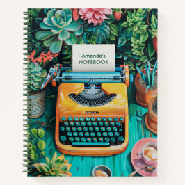 Cuaderno Máquina de escribir con plantas coloridas | Impres