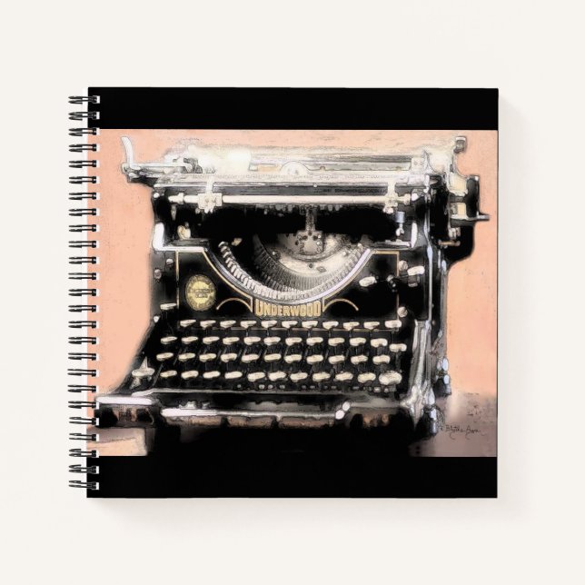 Cuaderno Máquina de escribir de contrachapado - inspirador  (Anverso)