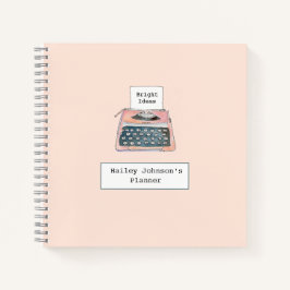 Cuaderno Máquina retro de acuarela cúrcuma rosa