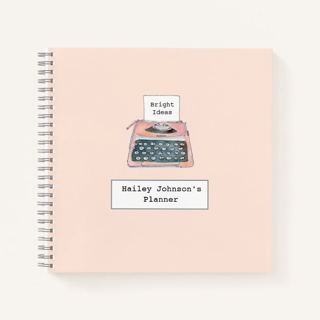 Cuaderno Máquina retro de acuarela cúrcuma rosa (Anverso)