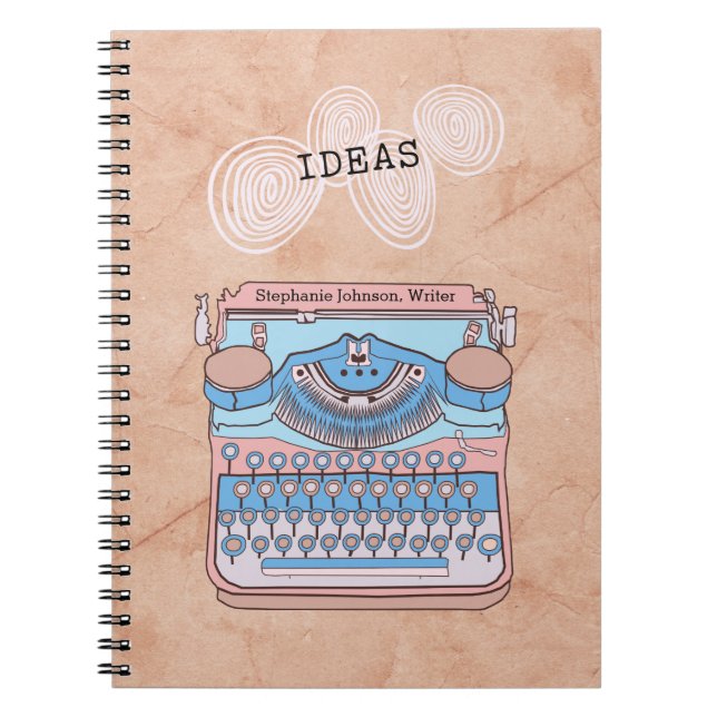 Cuaderno Máquinas de escribir antiguas con ideas de escrito (Frente)