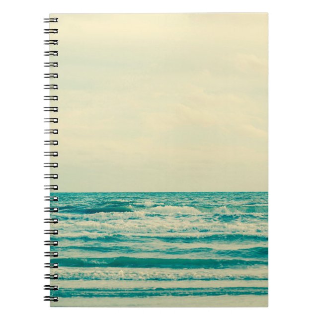 Cuaderno Mar tropical natural y playa con olas de viento en (Frente)