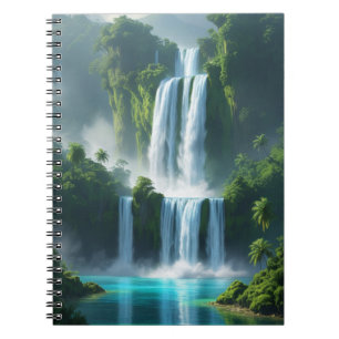 Cuaderno maravillosa cascada de paisaje