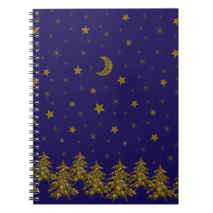 Cuaderno Maravilloso árbol de Navidad, luna, estrellas