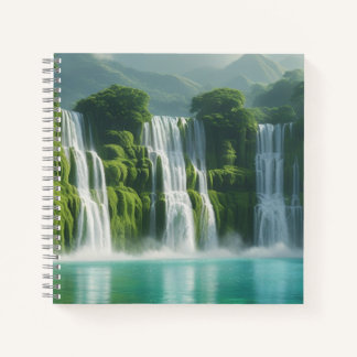 Cuaderno maravilloso paisaje de cascada