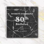 Cuaderno Marble 80th Birthday Party Guest Book<br><div class="desc">Los cumpleaños de los hitos merecen la gravita del mármol. El nombre y la fecha son modificables,  pero la edad no se debe a que esté escrito en piedra falsa.</div>