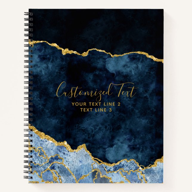 Cuaderno Marble acuático azul marino y oro Agate Gilt (Anverso)
