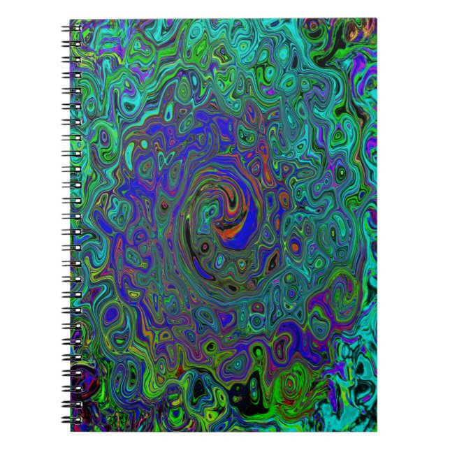 Cuaderno Marble azul y acuamarina Resumen Swirte retro (Frente)
