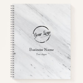 Cuaderno Marble blanco, logotipo, promoción de sitio web de