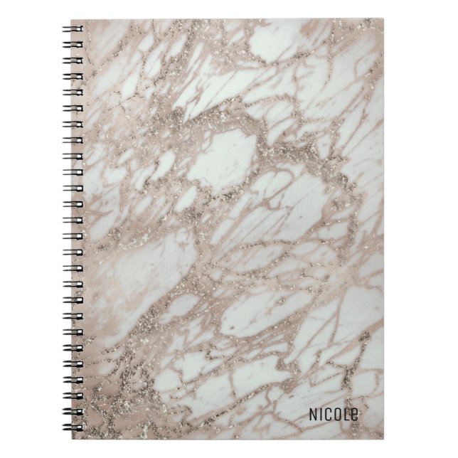 Cuaderno Marble Glam Rosa estilo de diseño de plata rosada  (Frente)