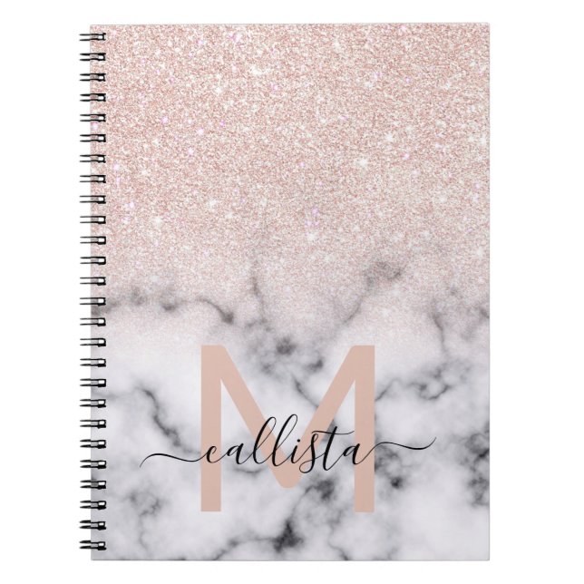 Cuaderno Marble Ombre Purpurina de oro Rosa espumoso (Frente)