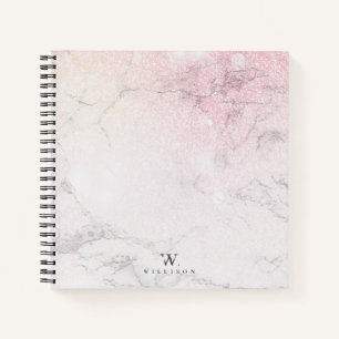 Cuaderno Marble Purpurina Diseño monograma de lujo