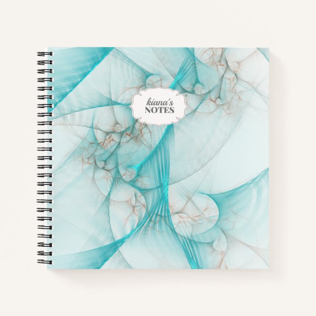 Cuaderno Marble Silk Fractal ID717 Verde azulado (Anverso)