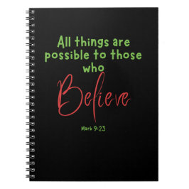 Cuaderno Marca 9:23 Believe Scripture