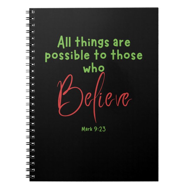Cuaderno Marca 9:23 Believe Scripture (Frente)