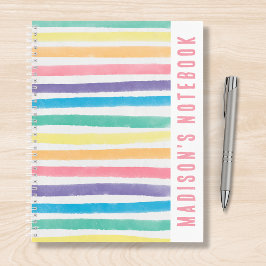 Cuaderno Marca de arcoiris acuarela Nombre personalizado