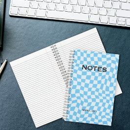 Cuaderno Marca de ondulación azul retro cúpula Nombre monog