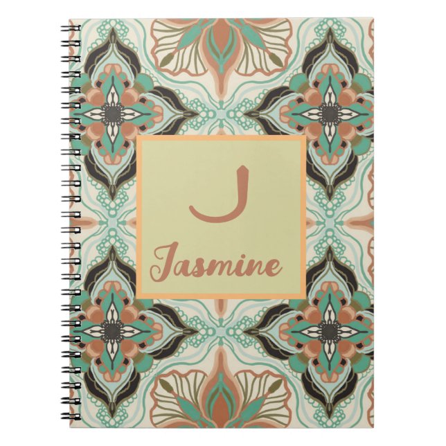 Cuaderno Marca floral acuática marroquí personalizada (Frente)