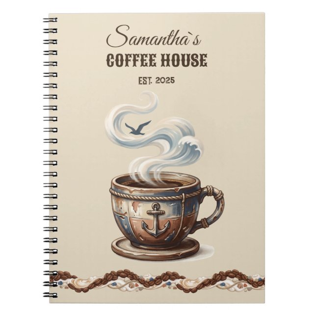 Cuaderno Marca personalizada del Café Costero (Frente)