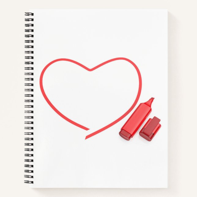 Cuaderno Marcador rojo y corazón rojo (Anverso)