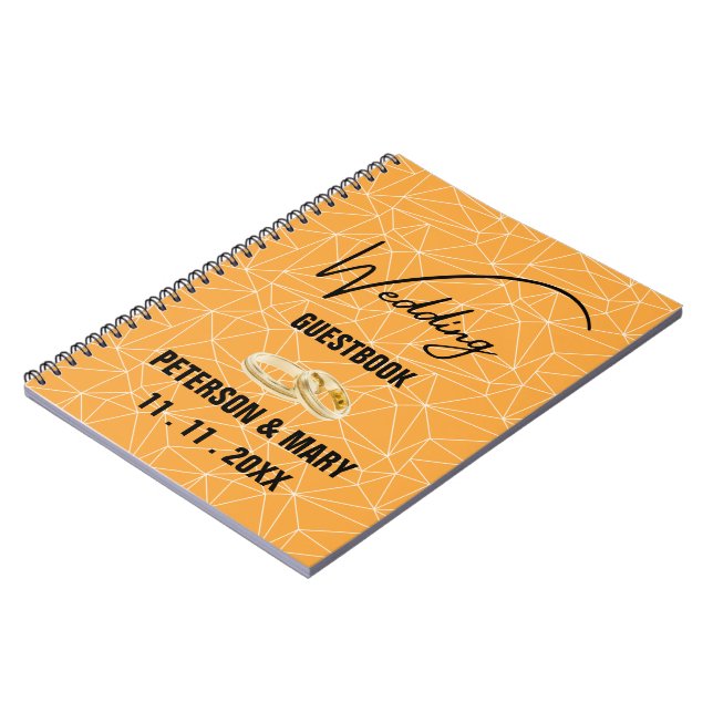Cuaderno Marcas de esquí | Elegante Boda negro amarillo inv (Lado Izquierdo)