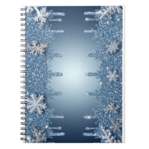 Cuaderno Marco de copo de nieve azul con carámbanos