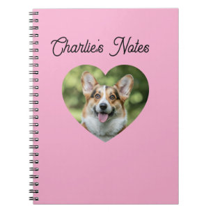 Cuaderno Marco de corazón de perro personalizado rosa adora