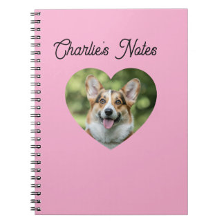 Cuaderno Marco de corazón de perro personalizado rosa adora