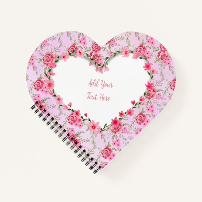 Cuaderno Marco de Corazón Floral Elegante: para cualquier o (Anverso)