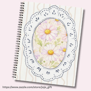 Cuaderno Marco de encaje romántico con jardín floral de acu