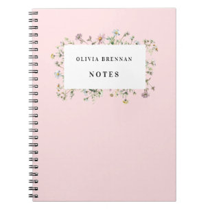 Cuaderno Marco de flores silvestres Diseño de Rubor floral