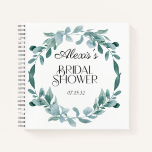 Cuaderno Marco de follaje de eucalipto Verde Azul Fiesta de