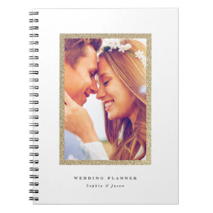 Cuaderno Marco de Foto con Brillo Dorado Sencillo Boda