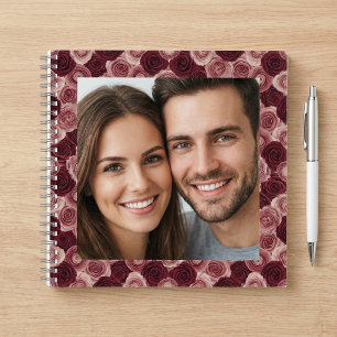 Cuaderno Marco de foto de borde floral rosa profundo