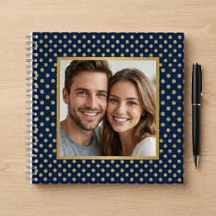 Cuaderno Marco de foto de lunares clásico de navy y dorado