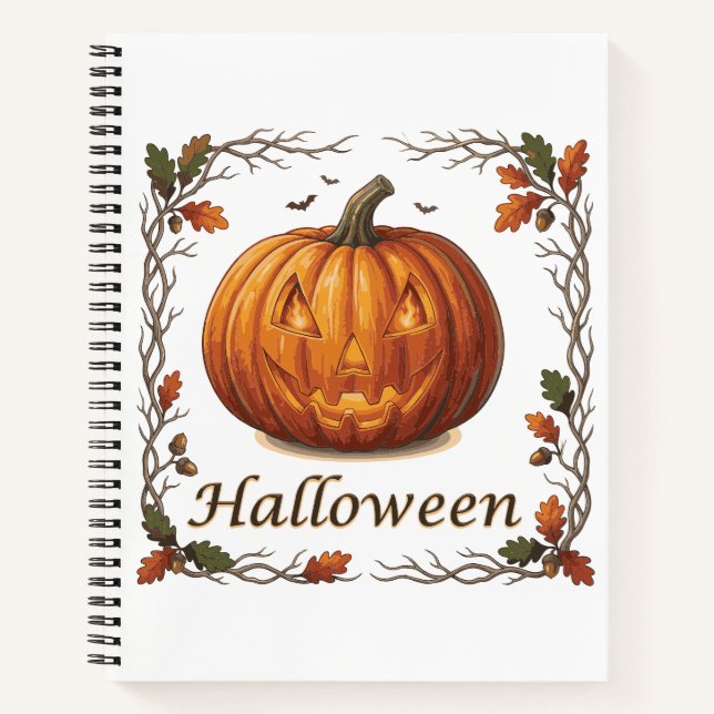 Cuaderno Marco de Jack-o'-Lantern espeluznante de Halloween (Anverso)
