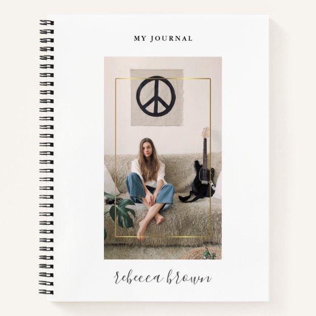 Cuaderno Marco de oro personalizado moderno con escritura a (Anverso)