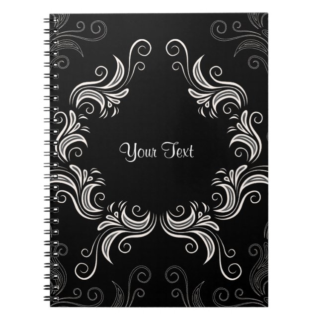 Cuaderno Marco De Swirls Blanco Sobre Negro (Frente)
