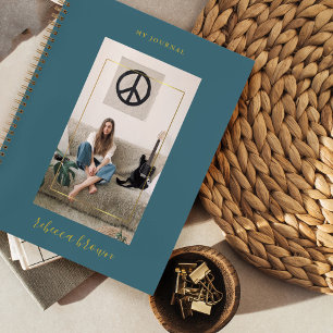 Cuaderno Marco dorado azul teal moderno a mano