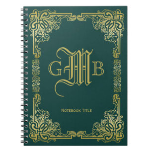Cuaderno Marco dorado clásico Boda Verde oscuro
