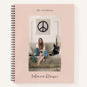Cuaderno Marco Dorado Personalizado Rosa Moderno con Letra