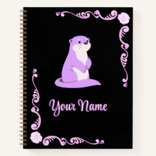 Cuaderno Marco estético floral oscuro de nutria morada lind