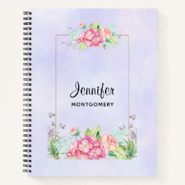 Cuaderno Marco floral de acuarela rosa moderno