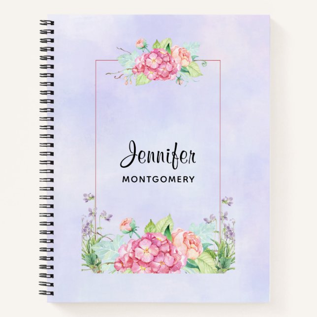 Cuaderno Marco floral de acuarela rosa moderno (Anverso)