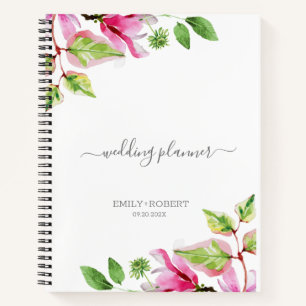 Cuaderno Marco floral de Magnolia rosa